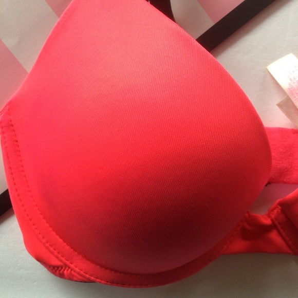 VICTORIAS SECRET PINK WEAR EVERYWHERE NEON PINK PUSH UP BRA 32B - Picture 3 of 13
